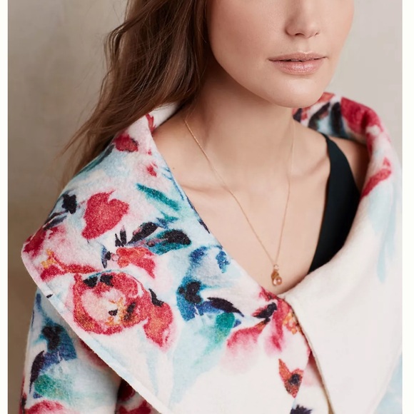 NWT Anthropologie Sleeping on Snow Winter Blossom Wool Jacket - Picture 3 of 14